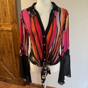 Venus | multi color | front tie knot blouse | Sz XS